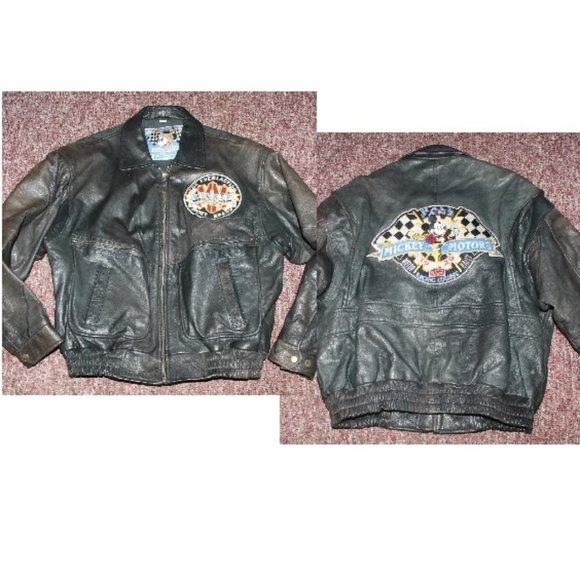 New Mickey Mouse Leather Bomber Biker Jacket - Picture 10 of 16